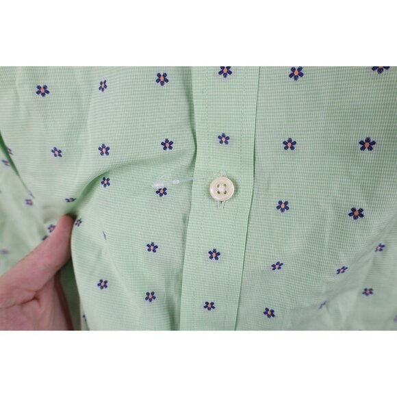 New Jos A Bank Mens 2XL Slim Fit Flower Stretch Collared Button Shirt Green - Picture 6 of 12